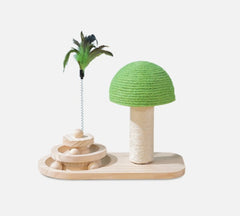 Scratching board for cats in the form of a tree combined with toys