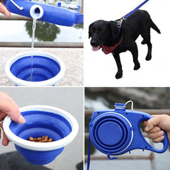 Dog leash with water bottle