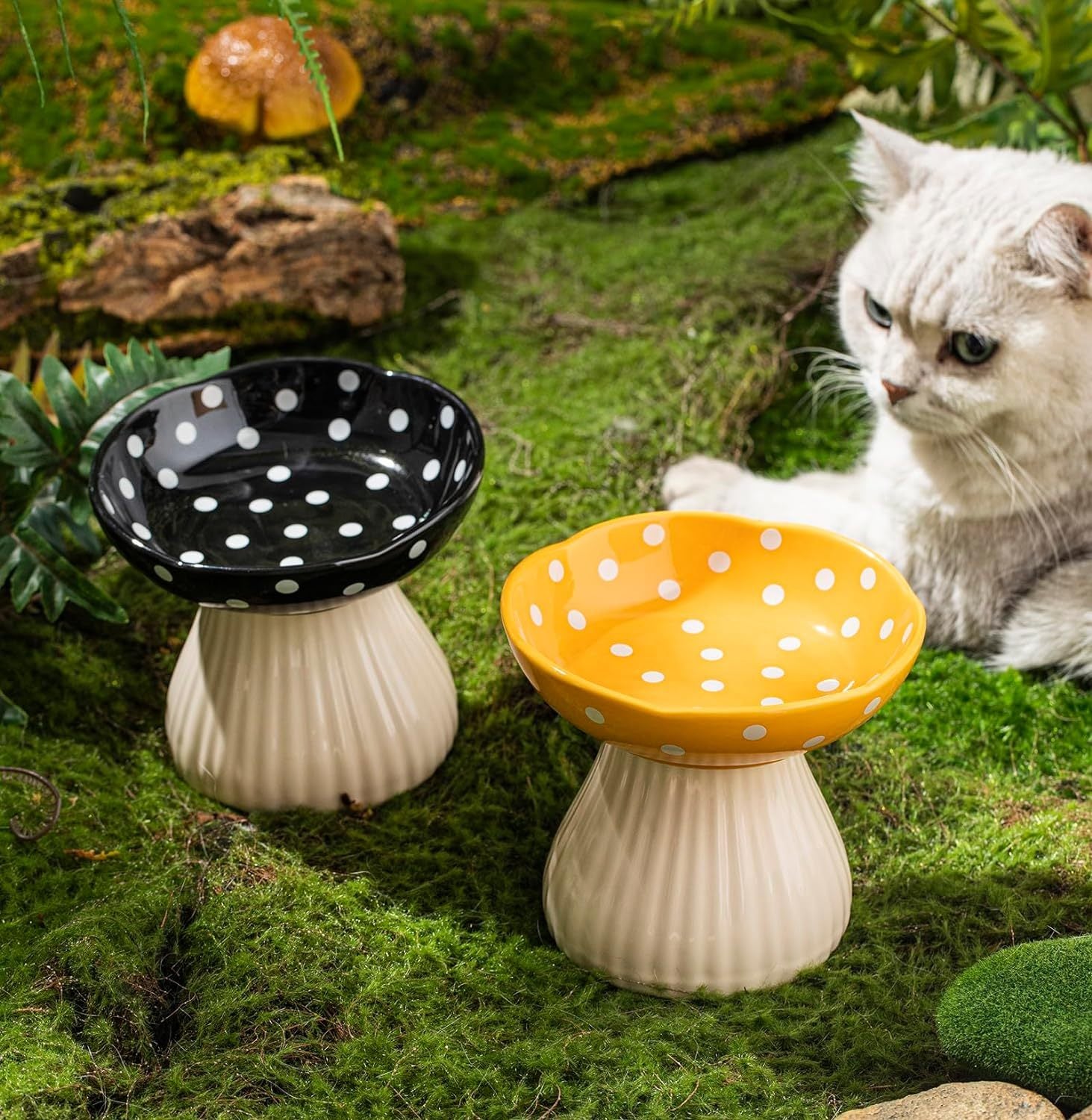 Mushroom Raised Cat Bowl