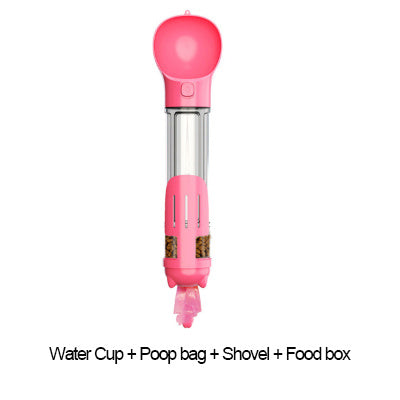 Cat Dog Water Bottle Food Feeder Poop Dispenser 3 In 1