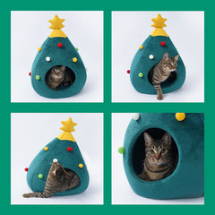 Christmas tree cat bed