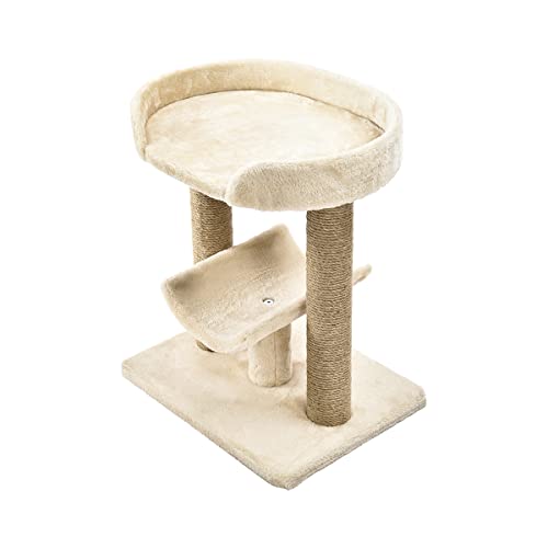 Top Platform Cat Tree With Scratching Post - 18 x 14 x 22 Inches, Indoor, Beige