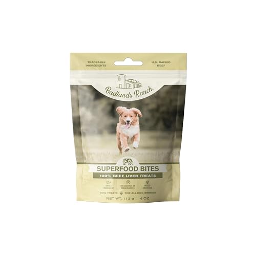 BADLANDS RANCH by Katherine Heigl- Superfood Bite, Freeze-Dried Raw Dog Treats - Protein Rich, Train & Reward, Traceable Single Ingredient (Beef Liver)