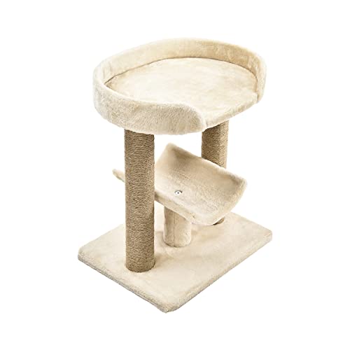 Top Platform Cat Tree With Scratching Post - 18 x 14 x 22 Inches, Indoor, Beige