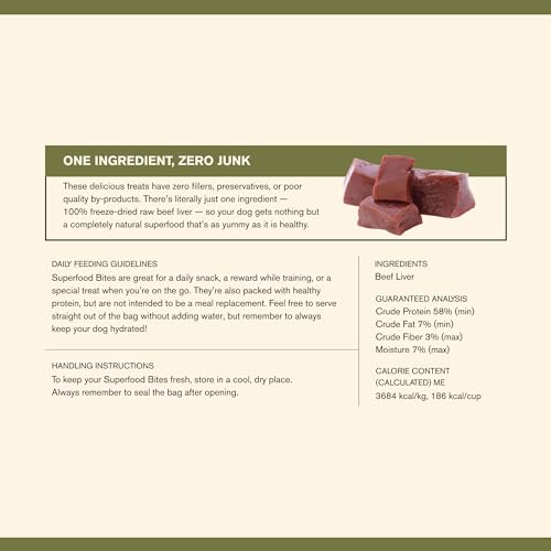 BADLANDS RANCH by Katherine Heigl- Superfood Bite, Freeze-Dried Raw Dog Treats - Protein Rich, Train & Reward, Traceable Single Ingredient (Beef Liver)