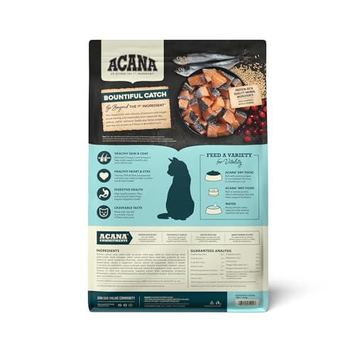 ACANA Bountiful Catch Dry Cat Food for Adult Cats, Salmon and Whole Herring Recipe, Fish Cat Food, 4lb