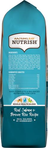 Rachael Ray Nutrish Premium Natural Dry Cat Food with Added Vitamins, Minerals & Other Nutrients, Real Salmon & Brown Rice Recipe, 6 Pound Bag