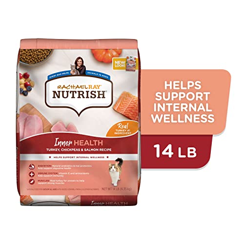 Rachael Ray Nutrish Inner Health Premium Natural Dry Cat Food with Added Vitamins, Minerals & Other Nutrients, Turkey with Chickpeas & Salmon Recipe, 14 Pounds