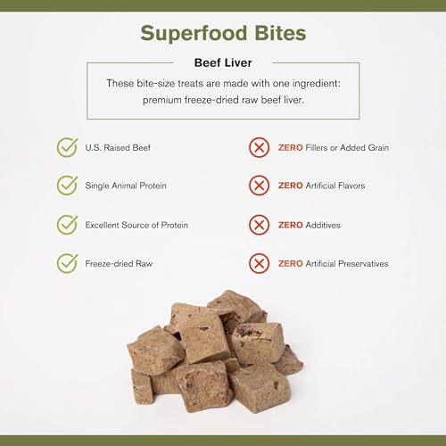 BADLANDS RANCH by Katherine Heigl- Superfood Bite, Freeze-Dried Raw Dog Treats - Protein Rich, Train & Reward, Traceable Single Ingredient (Beef Liver)