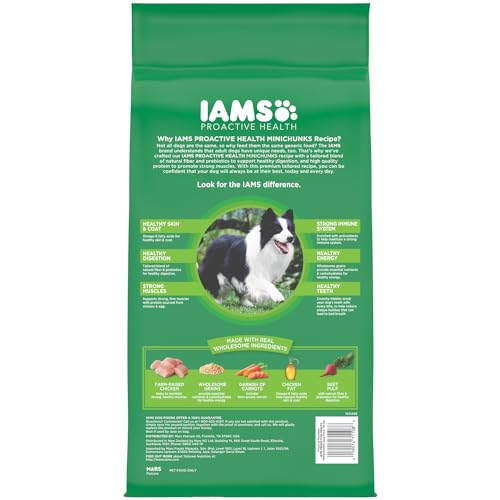 IAMS Adult Minichunks Small Kibble High Protein Dry Dog Food with Real Chicken, 7 lb. Bag