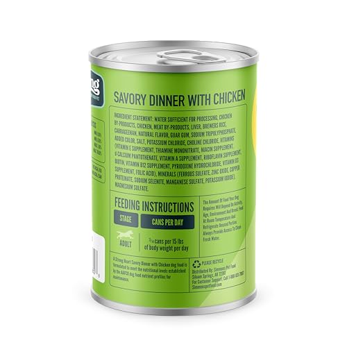 A Strong Heart Wet Dog Food, Savory Dinner with Chicken - 22 oz Cans (Pack of 12), Made in The USA with Real Chicken