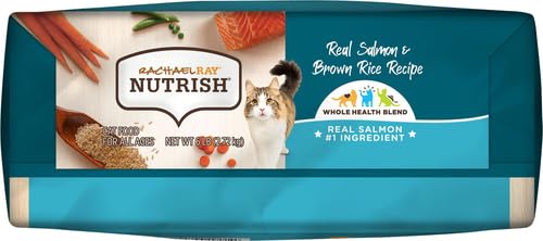 Rachael Ray Nutrish Premium Natural Dry Cat Food with Added Vitamins, Minerals & Other Nutrients, Real Salmon & Brown Rice Recipe, 6 Pound Bag