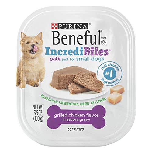 Beneful IncrediBites Pate Wet Dog Food for Small Dogs Grilled Chicken Flavor in a Savory Gravy - 3.5 Ounce (Pack of 12)