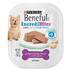 Beneful IncrediBites Pate Wet Dog Food for Small Dogs Grilled Chicken Flavor in a Savory Gravy - 3.5 Ounce (Pack of 12)