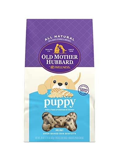 Old Mother Hubbard by Wellness Classic Natural Puppy Treats, Crunchy Oven-Baked Biscuits, Ideal for Training, Mini Size Dog Treats, 20 ounce bag