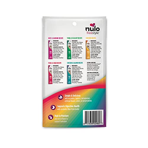 Nulo Freestyle Grain-Free Perfect Purees Premium Wet Cat Treats, Squeezable Meal Topper for Felines, High Moisture Content to Support Hydration, 0.5 Ounces in each Lickable Wet Cat Treat Pouch