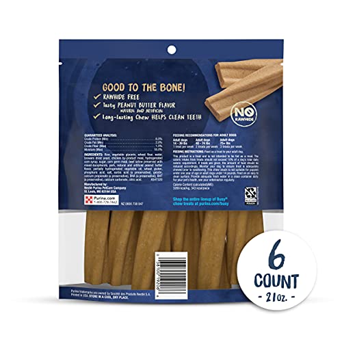 Purina Busy Bone Made in USA Facilities, Long Lasting Small/Medium Breed Adult Dog Chews, Peanut Butter Flavor - (Pack of 4) 6 Ct. Pouches