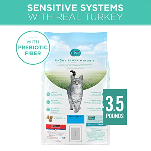 Purina ONE Sensitive Stomach, Sensitive Skin, Natural Dry Cat Food, +Plus Sensitive Skin and Stomach Formula - 3.5 lb. Bag