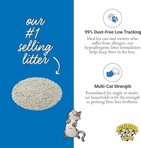 Dr. Elsey’s Premium Clumping Cat Litter - Ultra - 99.9% Dust-Free, Low Tracking, Hard Clumping, Superior Odor Control, Unscented & Natural Ingredients