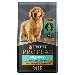 Purina Pro Plan High Protein Puppy Food Shredded Blend Chicken & Rice Formula - 34 Pound (Pack of 1)