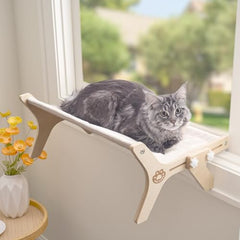 EHEYCIGA Cat Window Perch for Cats Inside, Adjustable Cat Hammock for Window Sill with Premium Hardwood & Robust Metal Frame, Cat Window Seat for Indoor Cats