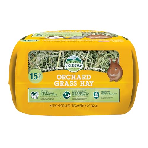 Oxbow Animal Health Orchard Grass Hay - All Natural Grass Hay for Chinchillas, Rabbits, Guinea Pigs, Hamsters & Gerbils - 15 oz.