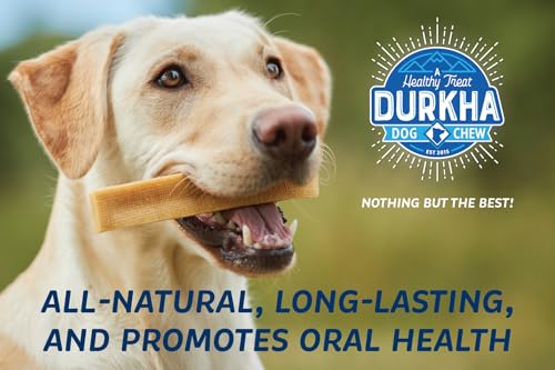 Durkha Yak Cheese Chews: Himalayan Yak Cheese Dog Chews- Natural, Healthy & Long Lasting Dog Treats - Grain, Gluten & Lactose-Free Rawhide Alternatives, For Dogs 25 lbs and Smaller, Single Small Stick