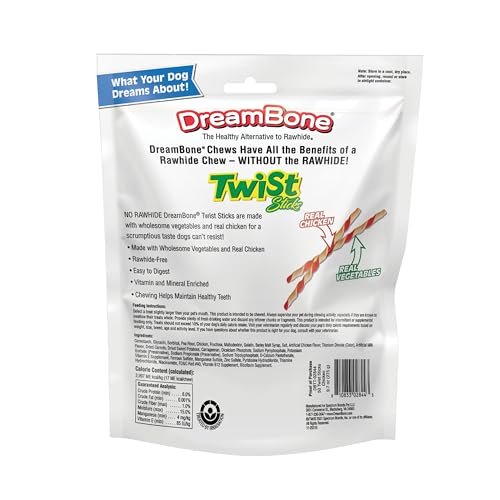 DreamBone Twist Sticks, Made With Real Chicken, Rawhide-Free Chews for Dogs, 50 Count