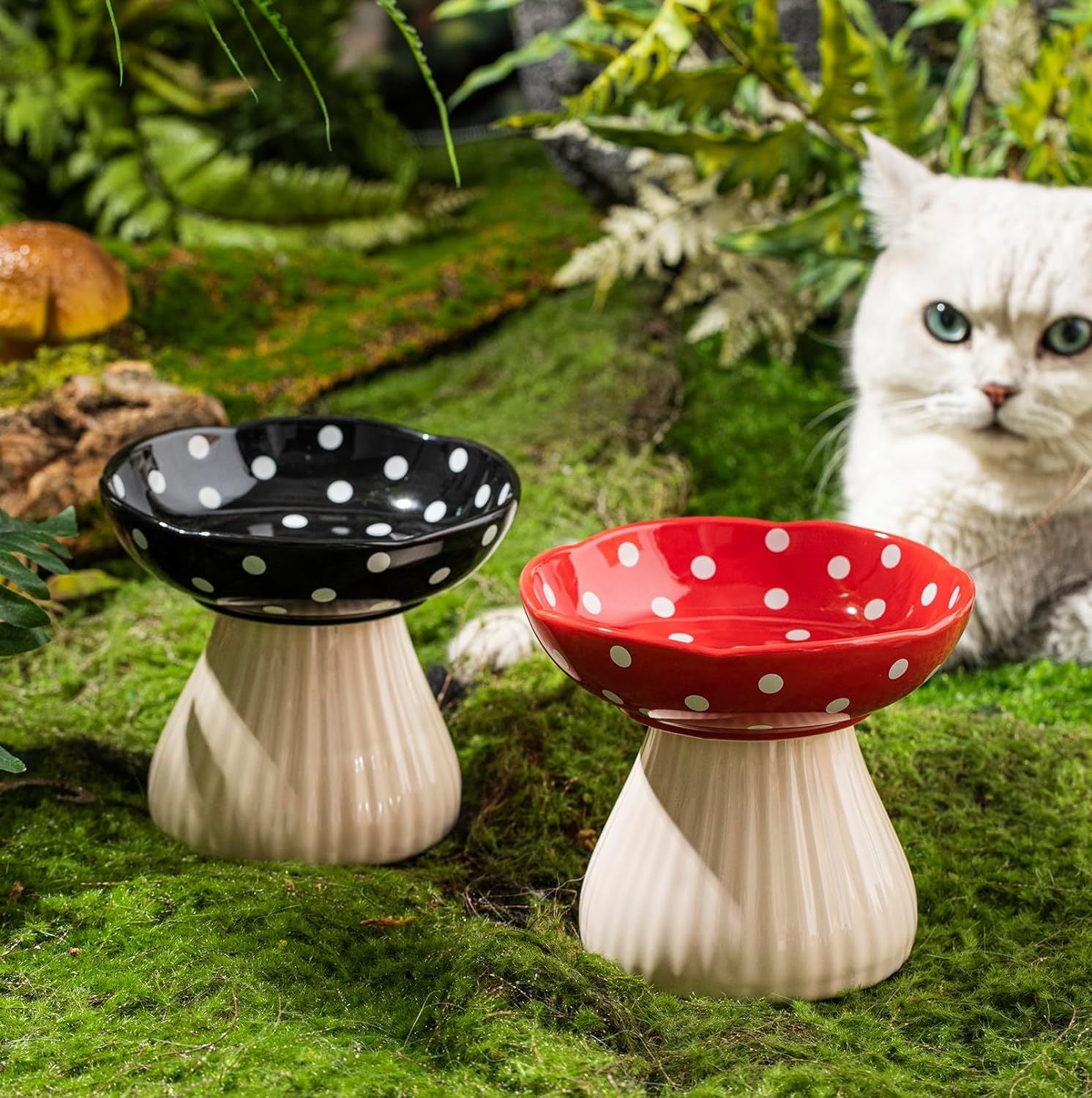 Mushroom Raised Cat Bowl