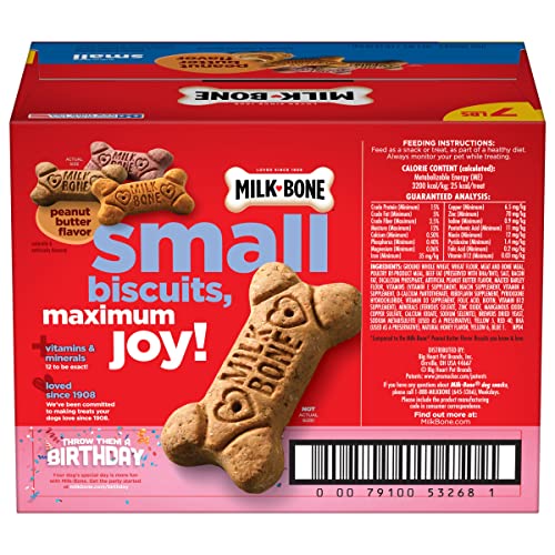 Milk-Bone Peanut Butter Flavor Dog Treats for Small Dogs, 7 Pound, Crunchy Texture Helps Freshen Breath