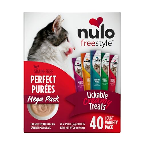 Nulo Freestyle Grain-Free Perfect Purees Premium Wet Cat Treats, Squeezable Meal Topper for Felines, High Moisture Content to Support Cat Hydration, 0.5 Ounce, Variety Pack