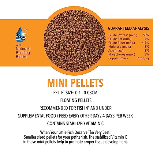 Microbe-Lift MLLMPSM Mini Floating Fish Food Pellets for Ponds, Water Gardens, and Fountains, for Small Live Goldfish and Koi, 12 Ounces