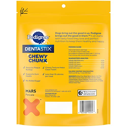 Pedigree DentaStix Chewy Chunx Dental Treats, Small/Medium Dog – 13.5 oz.