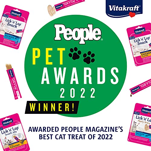 Vitakraft Lick 'n' Lap Salmon Flavor Creamy Treats for Cats, Low Calorie, Grab-n-Go Squeeze Tube Treats or Saucy Food Topping, 5 Pack