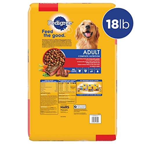 Pedigree Complete Nutrition Adult Dry Dog Food, Grilled Steak & Vegetable Flavor, 18 lb. Bag