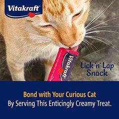 Vitakraft Lick 'n' Lap Salmon Flavor Creamy Treats for Cats, Low Calorie, Grab-n-Go Squeeze Tube Treats or Saucy Food Topping, 5 Pack