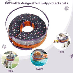 Dog Cone,Inflatable Dog Cone for Small, Medium and Large Dogs, Soft Cone for Dogs After Surgery with Adjustable Buckle and Cute Pattern to Stop Licking and Biting Wounds - L(Neck 12"-18")