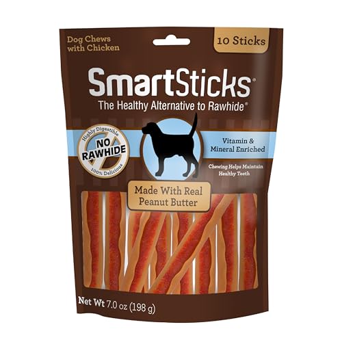 SmartBones SmartSticks, Treat Your Dog to a Rawhide-Free Chew Made With Real Meat and Vegetables, 10 Count (Pack of 1)