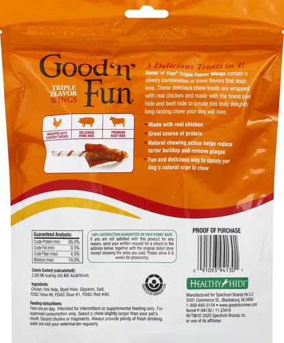 Good'N'Fun P-94130 Triple Flavor Wings Dog Chews, One Size