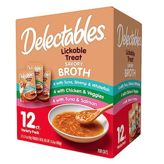 Delectables Savory Broths Lickable Wet Cat Treat Variety Pack, 12Count(Pack of 1)