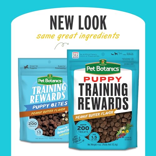 Pet Botanics 4 oz. Pouch Training Rewards Puppy Bites Soft & Chewy, Peanut Butter Flavor, with 200 Treats Per Bag, The Choice of Top Trainers