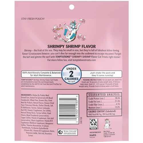 Temptations Classic Crunchy and Soft Cat Treats Shrimpy Shrimp Flavor, 6.3 oz. Pouch