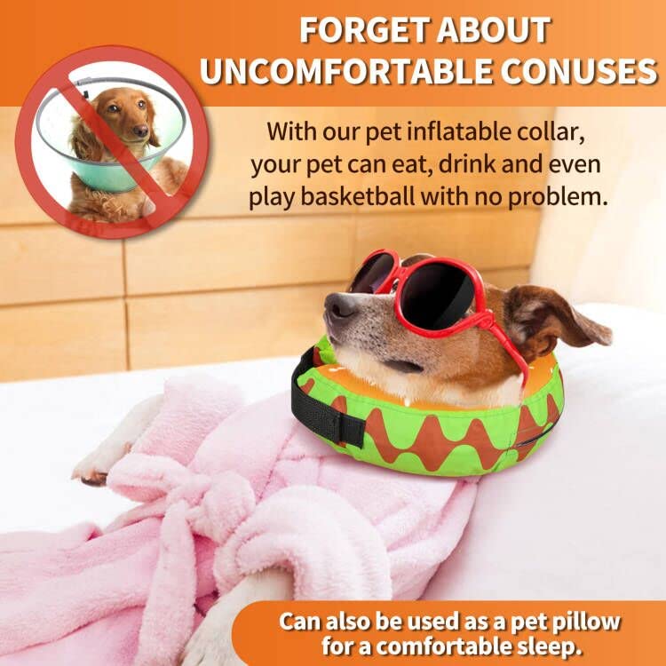 Protective Inflatable Dog Recovery Cone Collar for Smal Medium Large Dog, Soft E-Collar Dog Donut Cone Alternative After Surgery for Dogs Cats (Small)