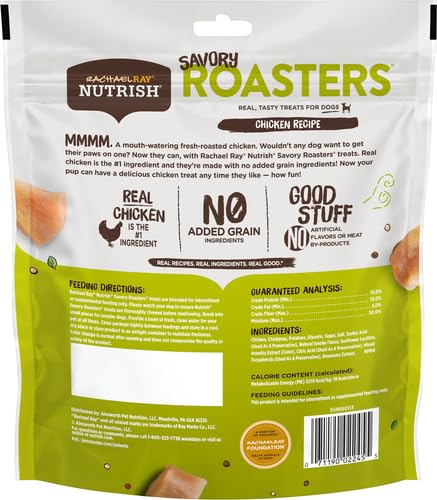 Rachael Ray Nutrish Savory Roasters Real Meat Dog Treats, Roasted Chicken Recipe, 12 Ounces, Grain Free