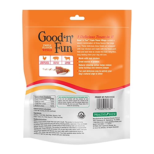 Good'N'Fun P-94130 Triple Flavor Wings Dog Chews, One Size