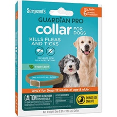 Sergeant's Guardian Pro Flea & Tick Collar for Dogs, Kills Fleas & Ticks, Long Lasting Protection for 6 Months, Fresh Scent, One Size Fits All, 1 Collar