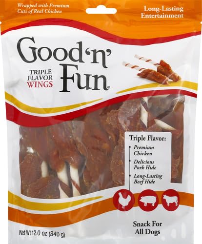 Good'N'Fun P-94130 Triple Flavor Wings Dog Chews, One Size