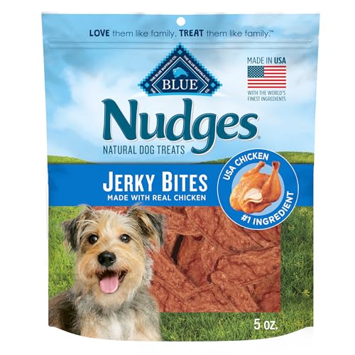 Blue Buffalo Nudges Jerky Bites Dog Treats, Made in the USA with Natural Ingredients, Bite-Sized Pieces, Chicken, 5-oz. Bag