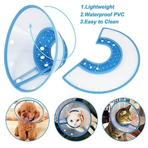 Dog Cones for Small Dogs, Adjustable 5.7-8in Pet Cone, Lightweight Recovery Elizabethan Collar for Cats, Puppies and Mini Dogs (Blue)