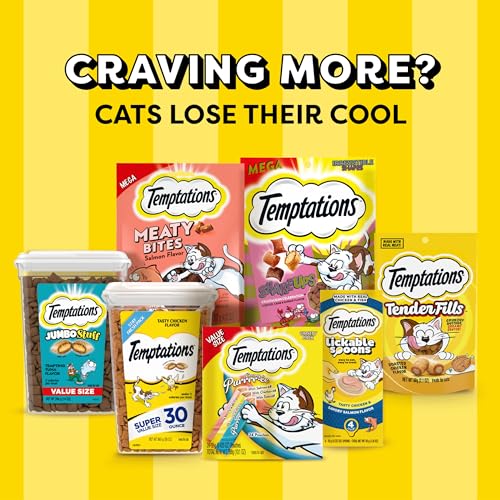 TEMPTATIONS Classic Crunchy and Soft Cat Treats Feline Favorite Variety Pack, (4) 3 oz. Pouches